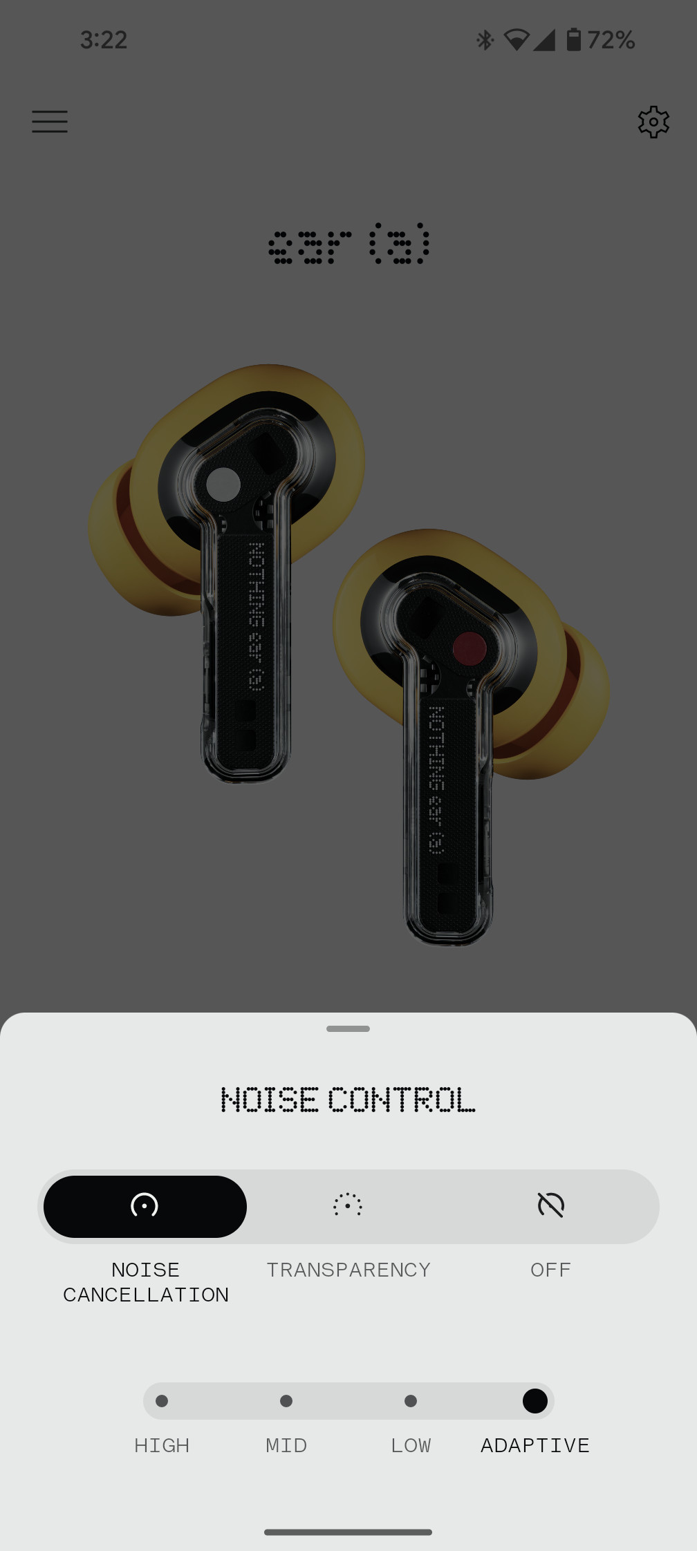 nothing x app screenshot ear noise cancellation