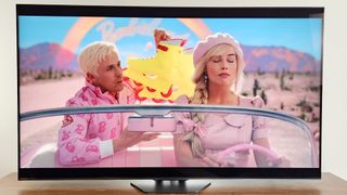 Hisense U8N TV shows the movie Barbie