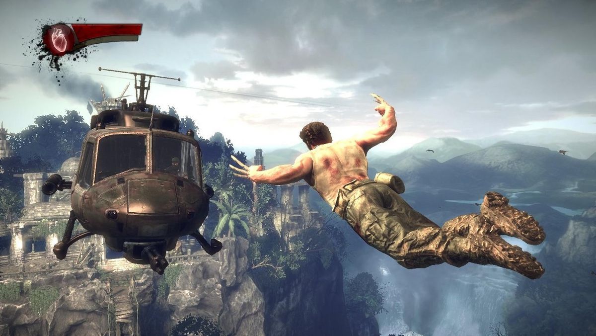 In the video game version of X-Men Origins: Wolverine, Wolverine jumps onto a helicopter with his claws out