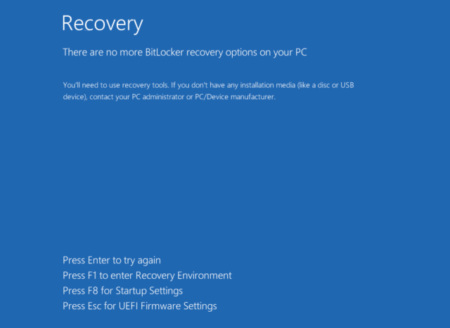 A screenshot showing the BitLocker recovery screen.