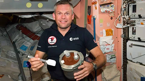 ESA/NASA ESA astronaut Andreas Mogensen experiments with making chocolate mousse on his last trip (Photo: ESA/NASA)