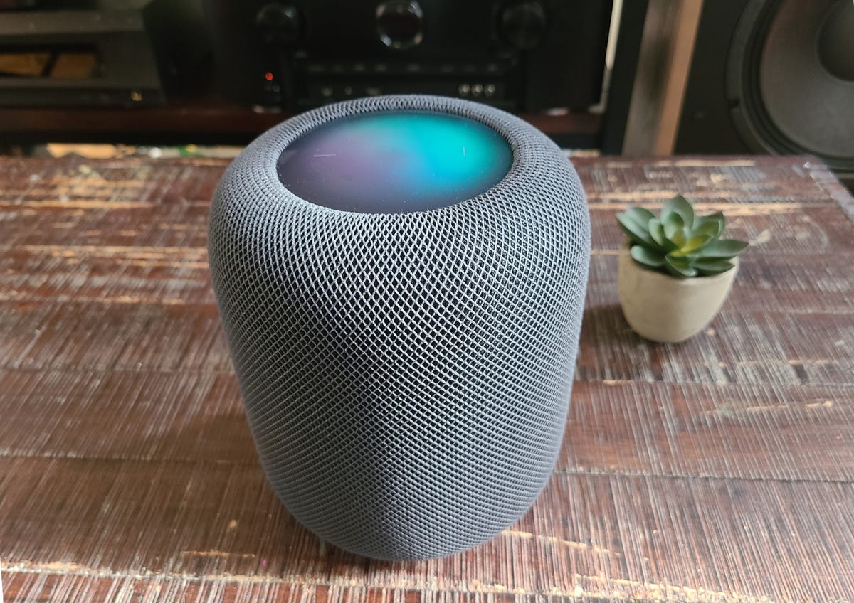 HomePod 2 on a wooden table