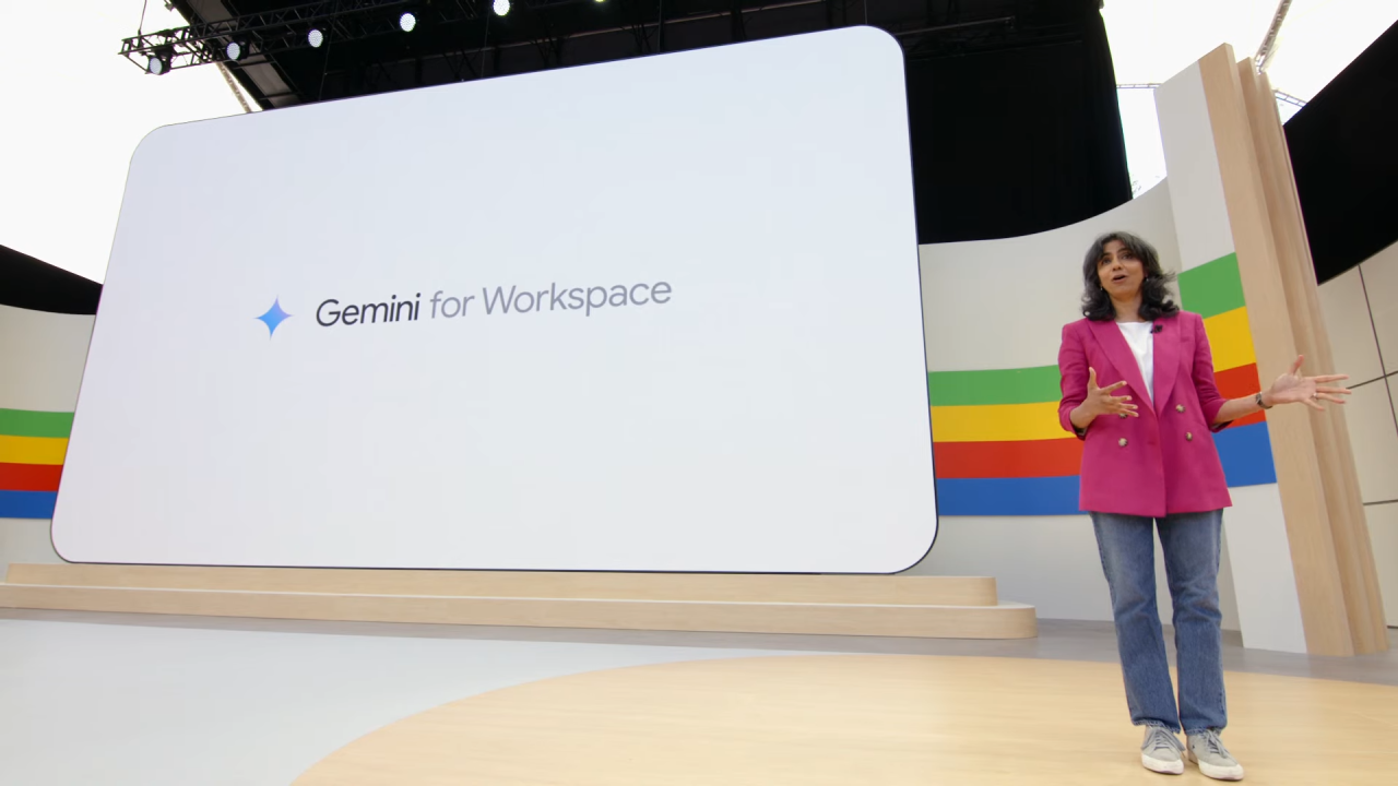 Google's Aparna Pappu on stage with a 