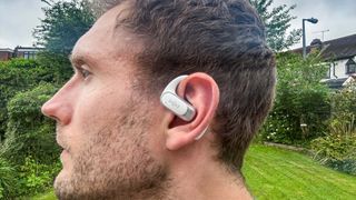 Man wearing Shokz OpenFit Air