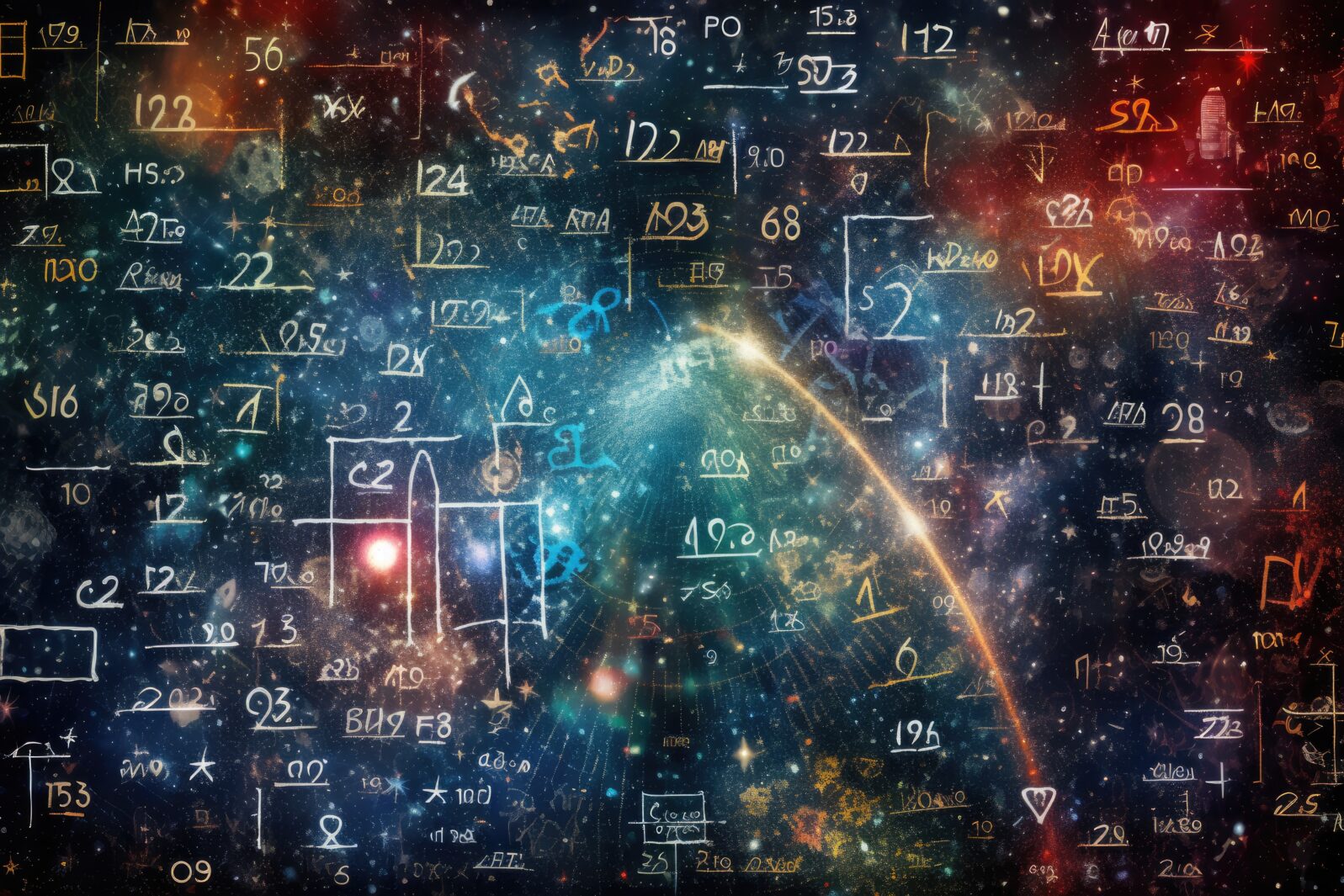 Astronomy and science concept.  Elements of this image furnished by NASA Mathematical and physical formulas on a background of a galaxy in the universe AI generated space background