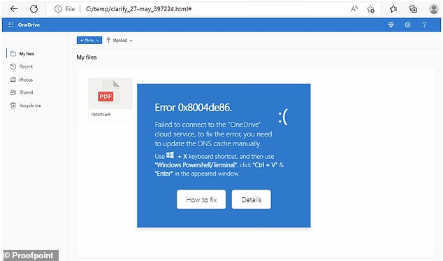 Although the overlay fake bugs in Google Chrome, Microsoft Word and OneDrive (the example pictured above) have been documented now, Proofpoint researchers warned that this basic form of hacking could represent other trusted software update requests in the future