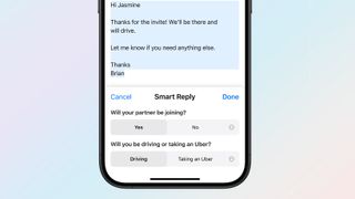 Smart Replies powered by Apple Intelligence in Mail on iPhone