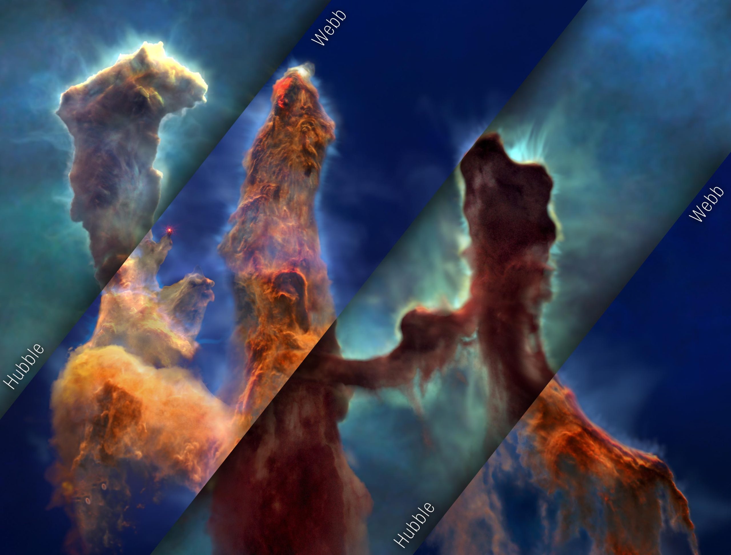 Read more about the article Webb and Hubble unite: a breathtaking 3D journey through the pillars of creation