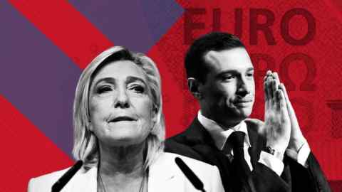 Marine Le Pen and Jordan Bardella of the Rassemblement National