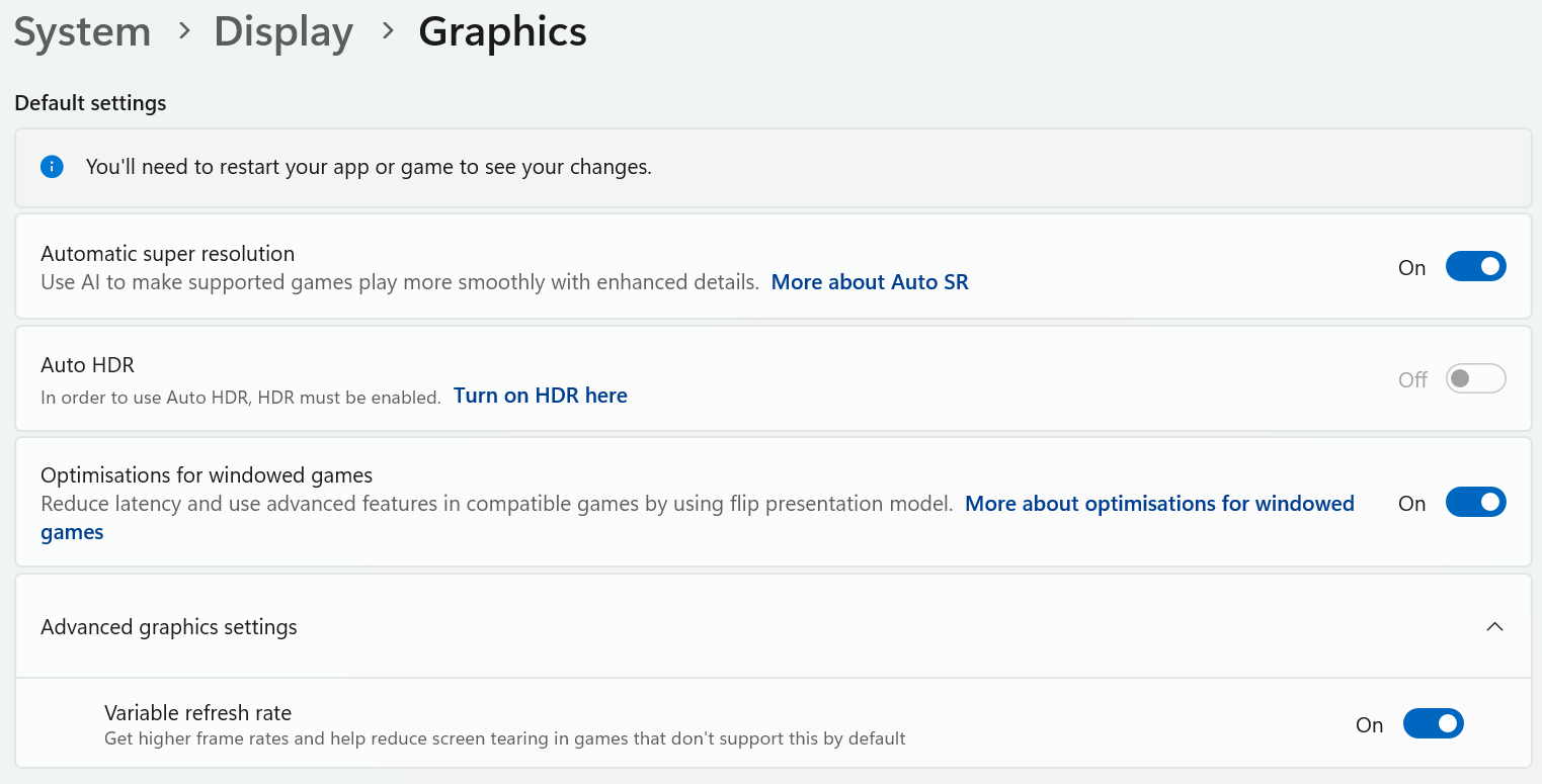 Windows Super Resolution Automatic Settings Menu