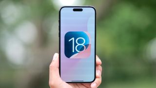 iOS 18 logo on iPhone 15 Pro