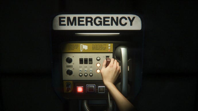 Ripley puts a key card into a marked machine "Emergency" to save the game.