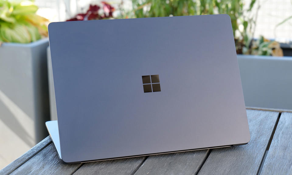 Surface Laptop 7 features a sleek chassis made from recycled aluminum. 