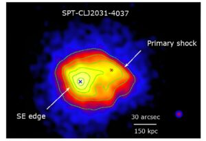 Read more about the article Astronomers observe strong shock front in galaxy cluster SPT-CLJ 2031-4037