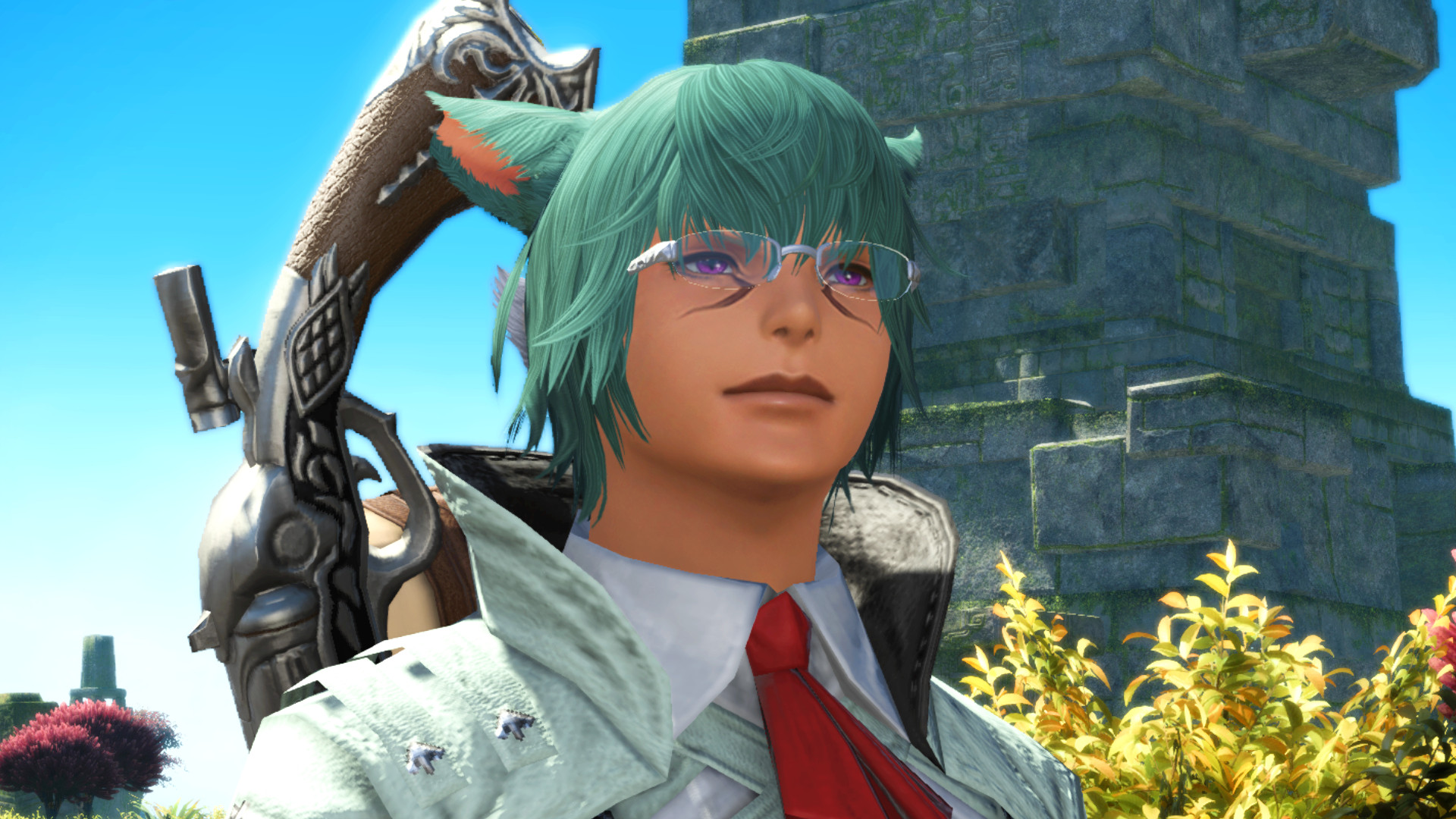 FF14 Dawntrail Job Changes - Koana, Green haired Miqote in the new FFXIV expansion.