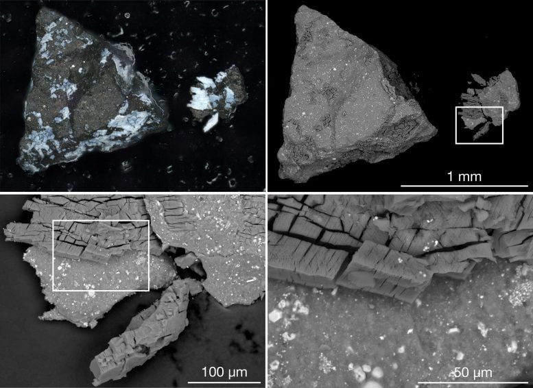 Example microscope images of asteroid Bennu