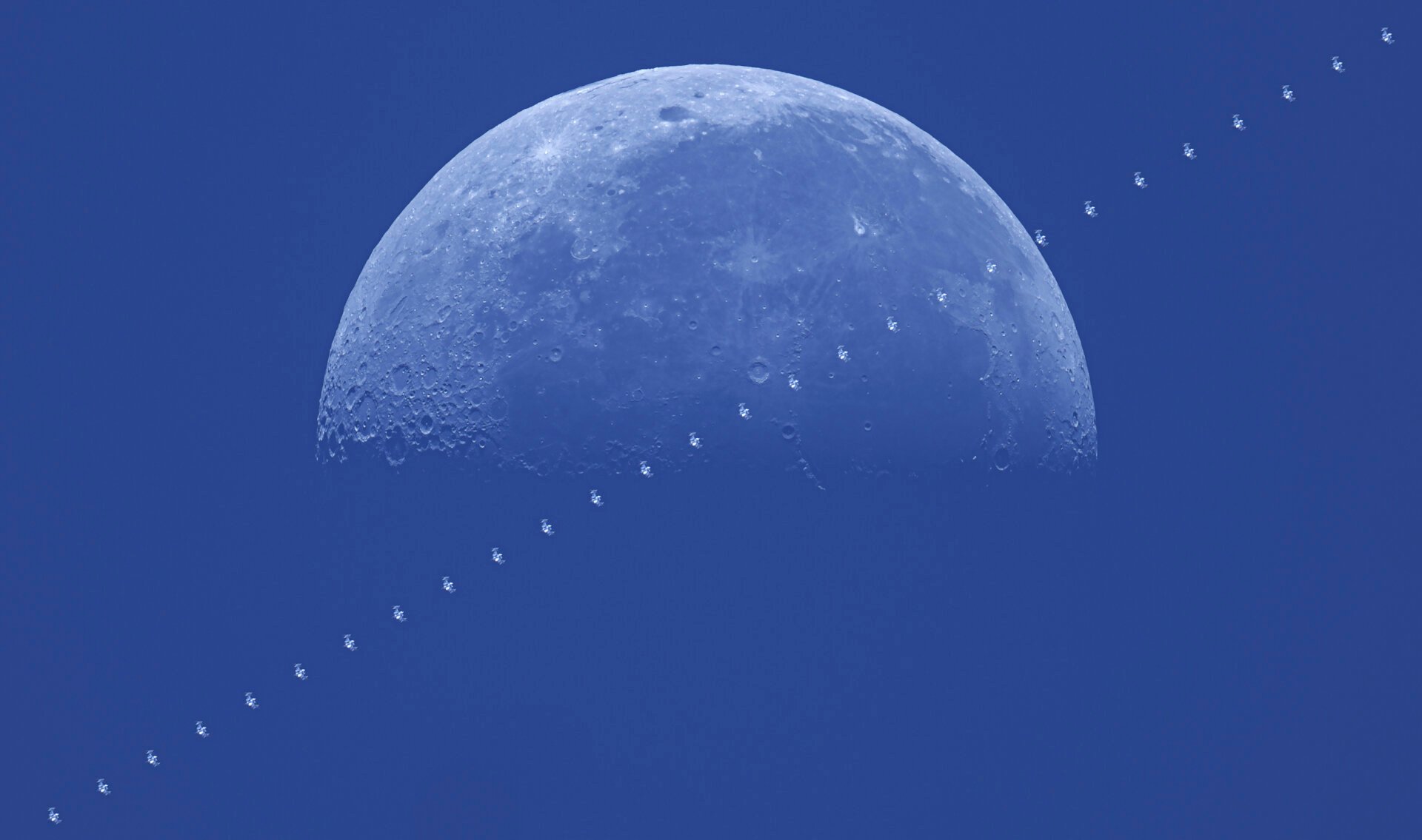 A daily lunar transit of the International Space Station