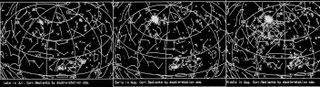 a map of the night sky featuring multiple x's showing where meteor showers will occur in the summer of 2024.