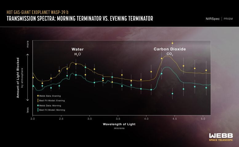 Transmission spectrum of the hot gas giant exoplanet WASP-39 b (Webb NIRSpec)