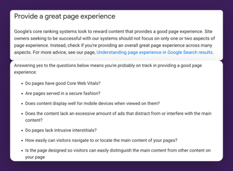 Provide a great experience on the page