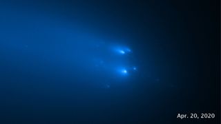 Photo of a comet disintegrating in space