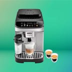 De'Longhi Magnifica coffee machine on a green background CNET