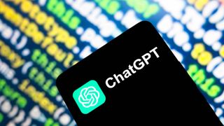 The ChatGPT logo displayed on the phone screen