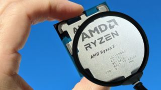 AMD Ryzen 5 desktop chip with AI-generated magnifier