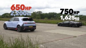 Read more about the article The Hyundai Ioniq 5 N tries to beat the Lambo Aventador SV handily, but the inevitable happens