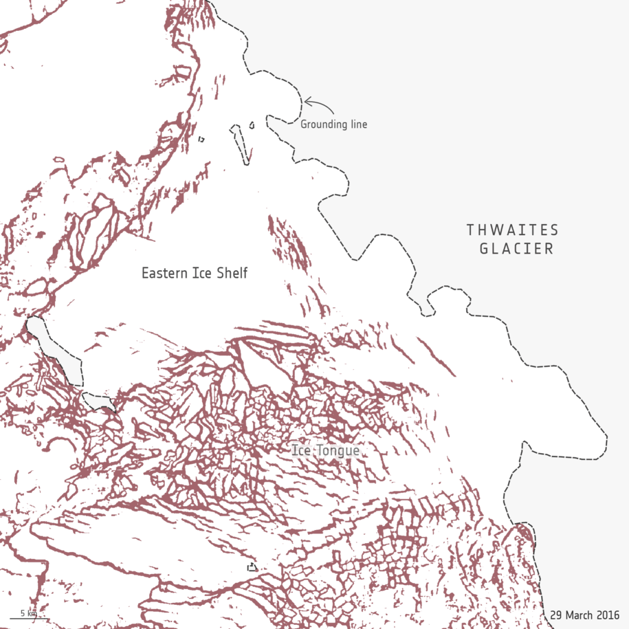 You are currently viewing Thwaites Glacier receives a ‘daily warm water bath’, melting the interior ice kilometers after grounding.