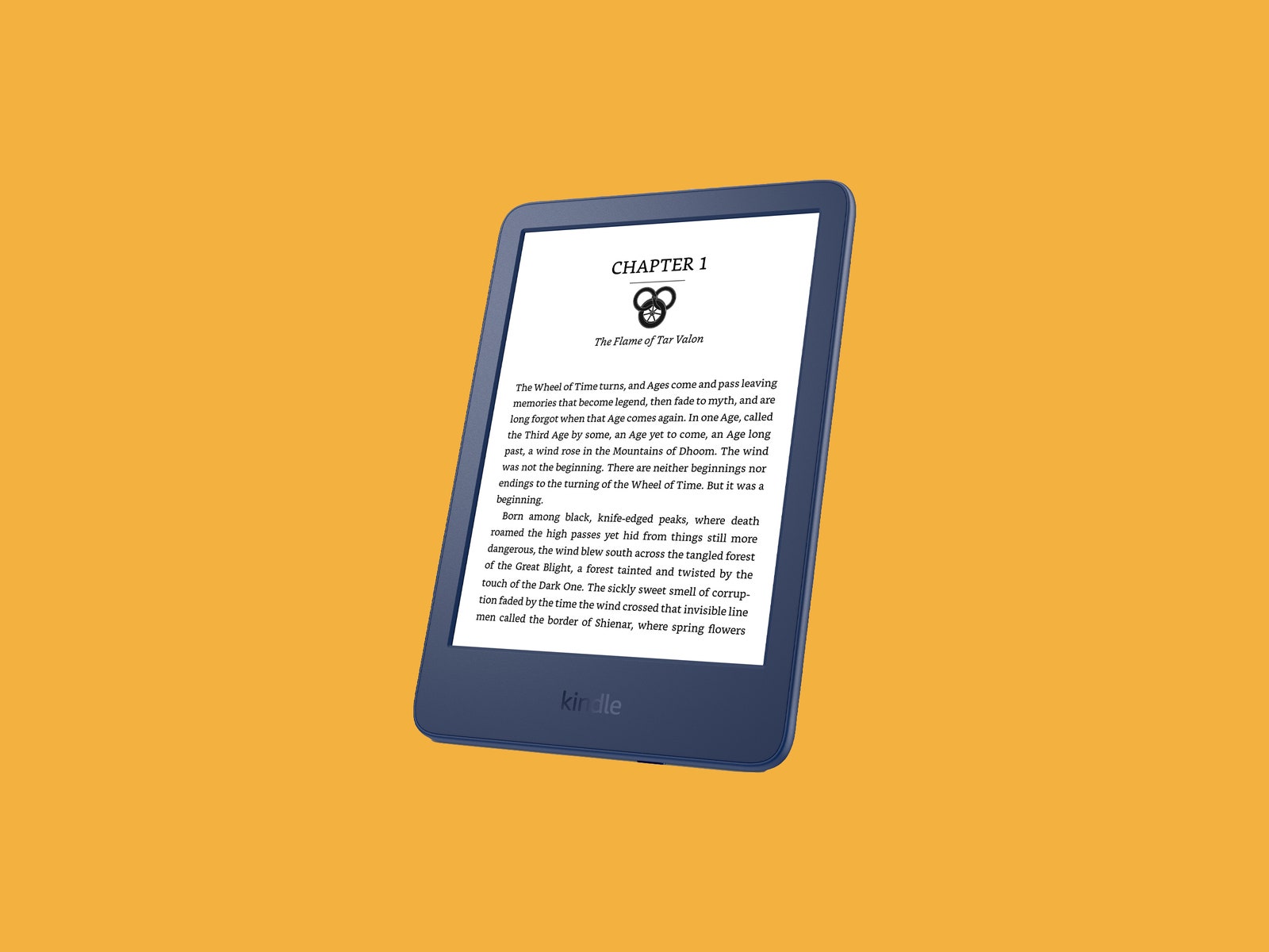 2022 Amazon Kindle on a yellow background